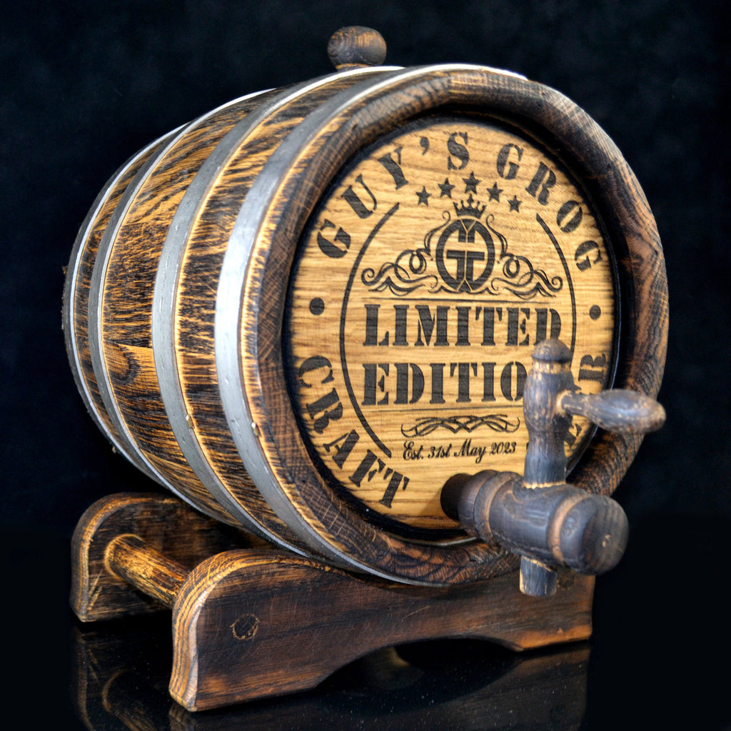 Personalized Oak Whiskey  Barrel 1, 2, 3, 5, 10, 15 Liter Gift for Men Rustic Aging Bourbon Rum Scotch