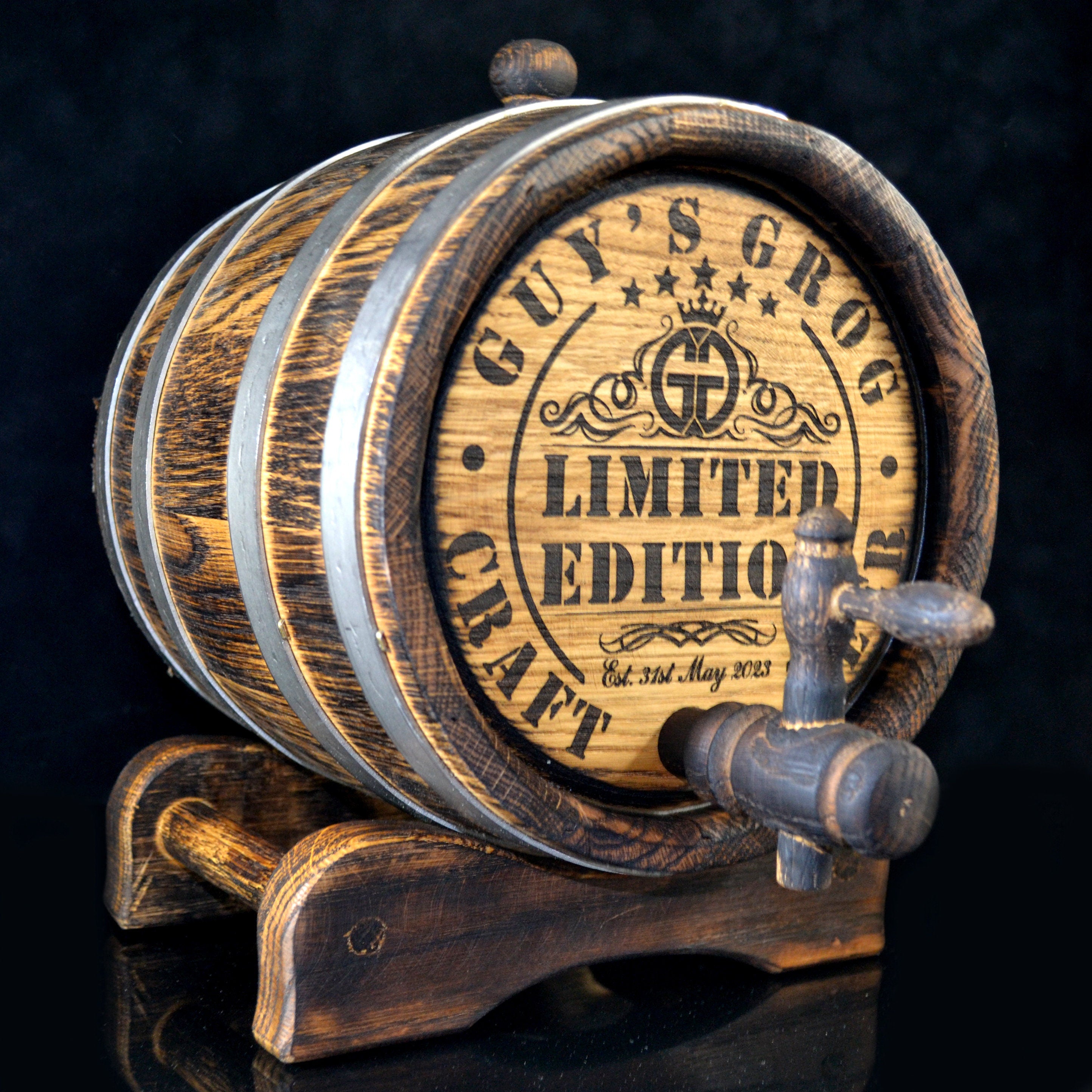 Personalized Oak Whiskey  Barrel 1, 2, 3, 5, 10, 15 Liter Gift for Men Rustic Aging Bourbon Rum Scotch