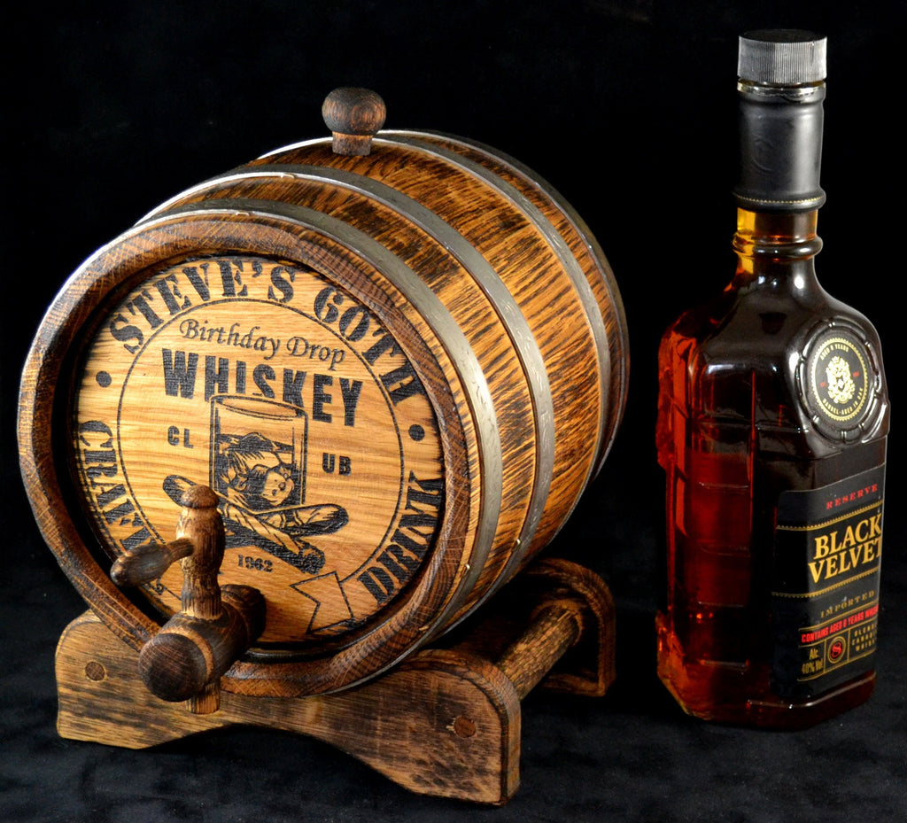 Personalized Oak Whiskey  Barrel 1, 2, 3, 5, 10, 15 Liter Gift for Men Rustic Aging Bourbon Rum Scotch