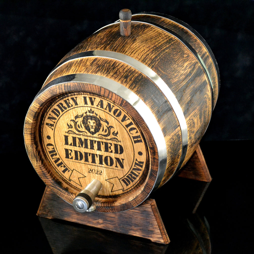 Oak whiskey barrel, wood barrels, 1, 2, 3, 5, 10, 15 Liter, Rum Aging Barrel Bourbon Barrel Gift for Man Scotch Lover oak winemaker barrel