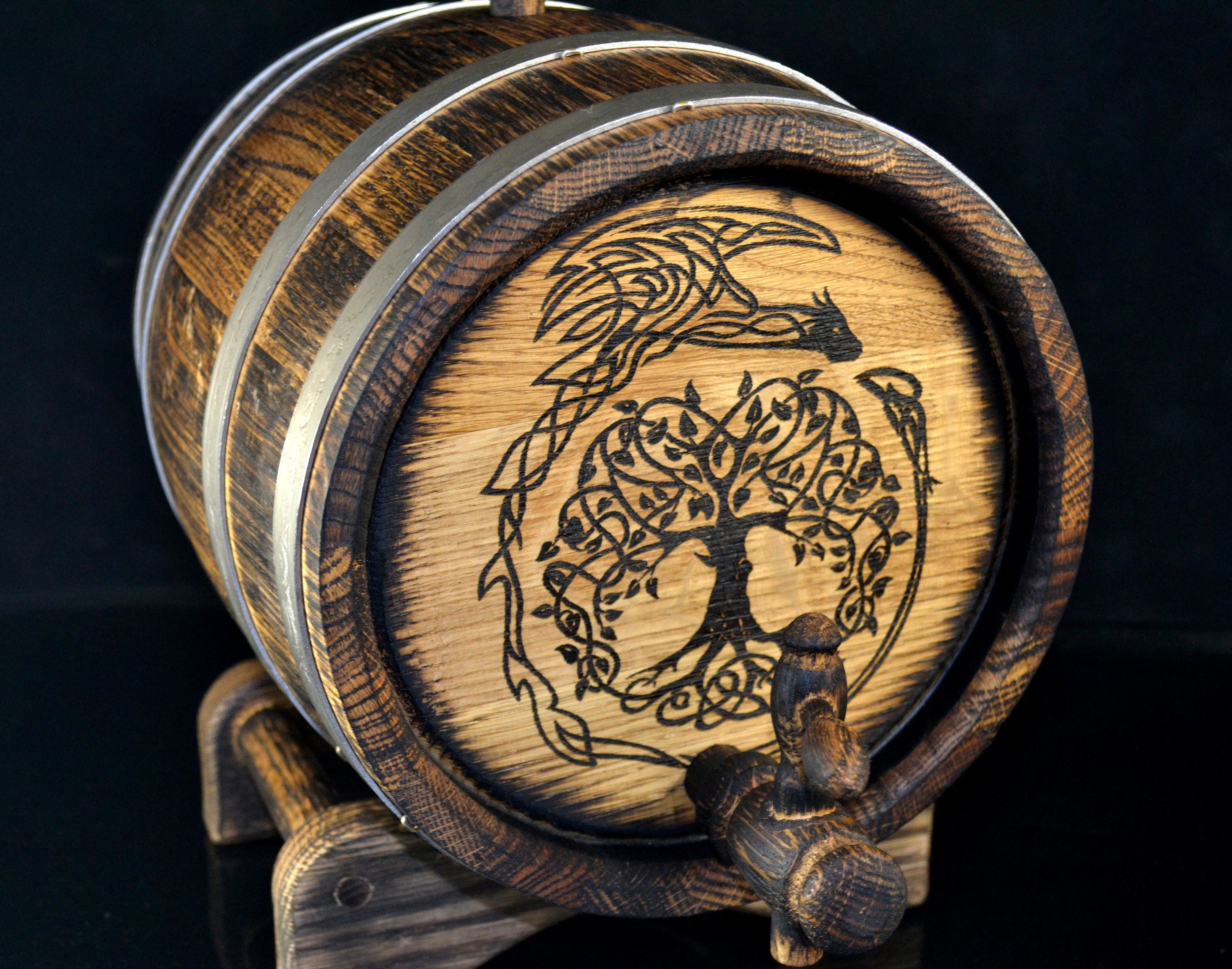 Personalized Oak Barrels: Elevate Your Spirits with Custom Engravings 1, 3, 5. 10, 15 L Oak Barrel, Rum Bourbon Barrel, Aging.