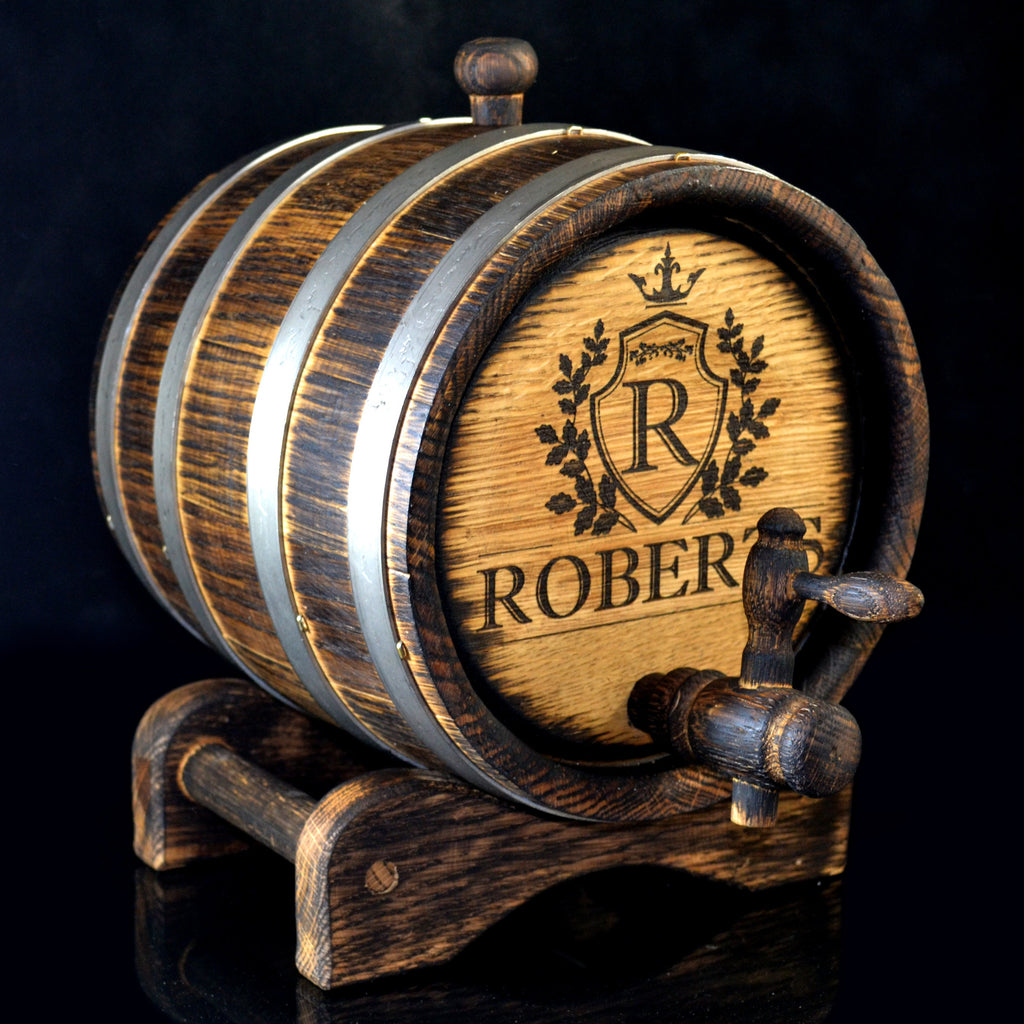 Personalized Oak Aging Whiskey Barrel, 1, 3, 5. 10, 15 Liter Rum, Brandi, Bourbon Oak Barrel Gift for Man Scotch Lover oak winemaker barrel
