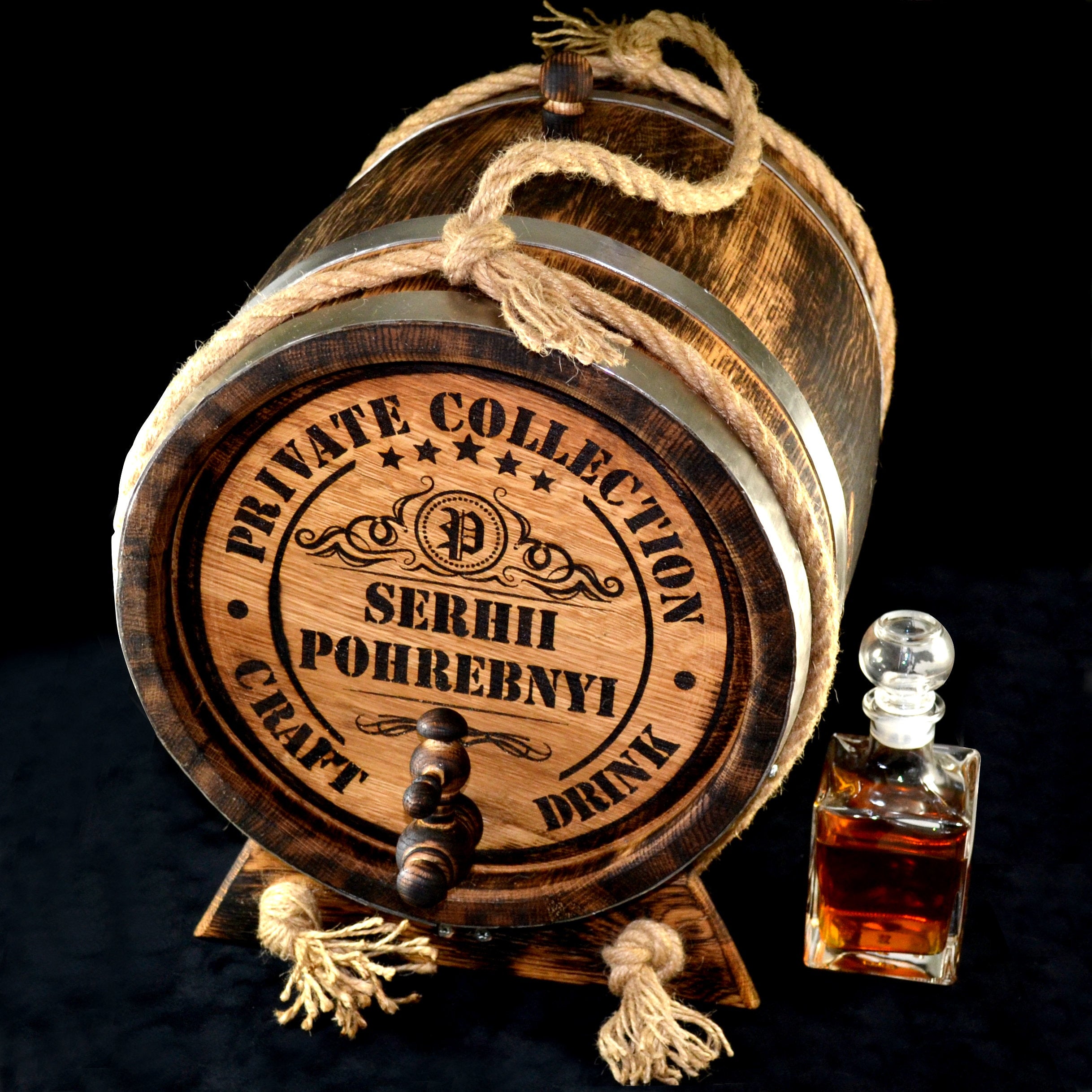 Rustic Oak Barrel 1, 2, 3, 5, 10, 15 Liter Gift for Men Aging Bourbon Rum Scotch Whiskey  him dad Groomsmen Groom Personalized oak cask