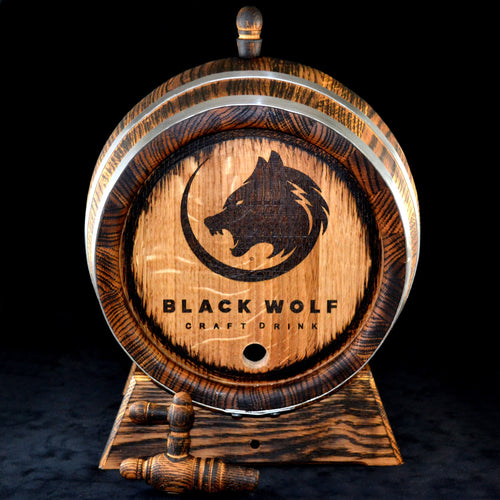Oak Barrel, 1, 2, 3, 5. 10, 15 Liter Wooden Whiskey, Rum Black Wolf Barrel, Aging Bourbon Barrel Gift for Man Scotch Lover oak winemaker