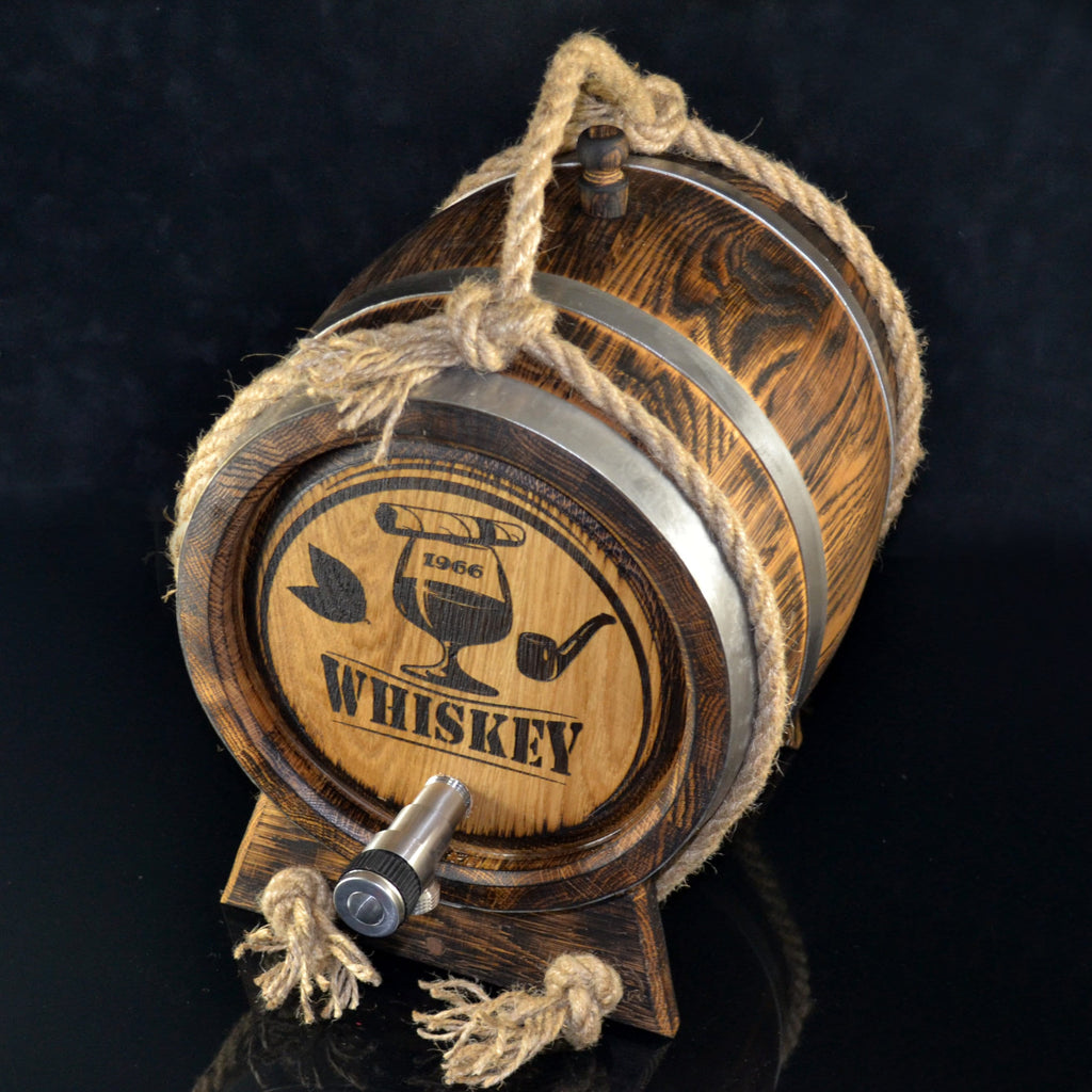 Personalized Oak Barrel 1, 2, 3, 5, 10, 15 Liter, Stainless Tap, Oak cask Aging Bourbon Rum Scotch  Whiskey Gift for Men him dad Groom Gift
