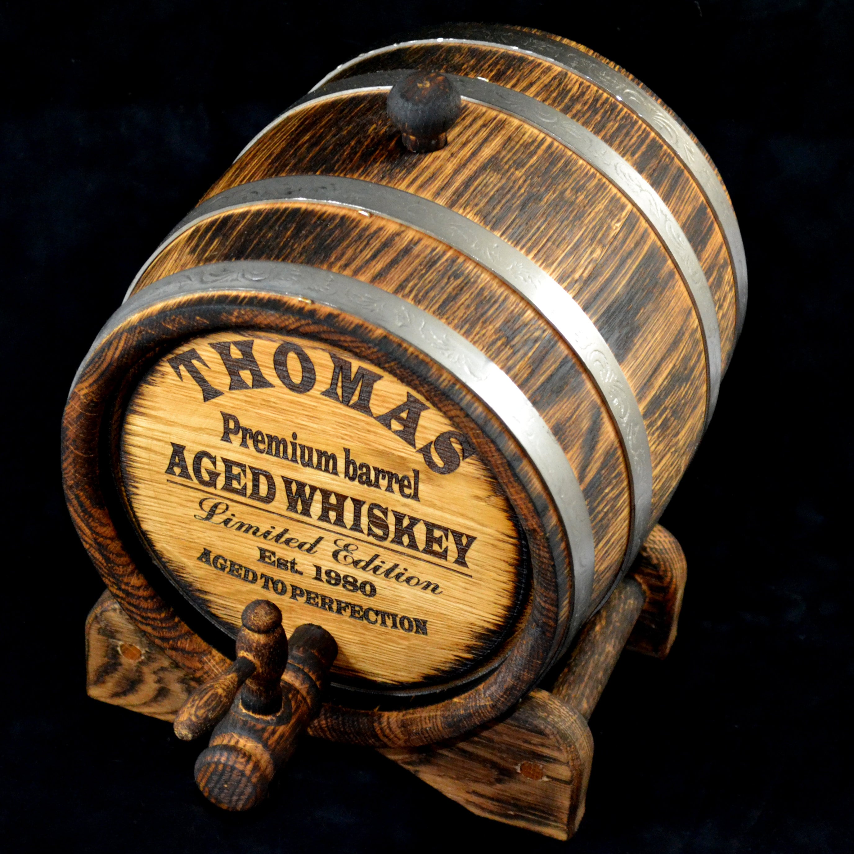 Oak whiskey barrel 1, 2, 3, 5, 10, 15 L Personalized aging Oak Rum Bourbon Barrel Gift for Man Scotch Lover retro barrel in loft style