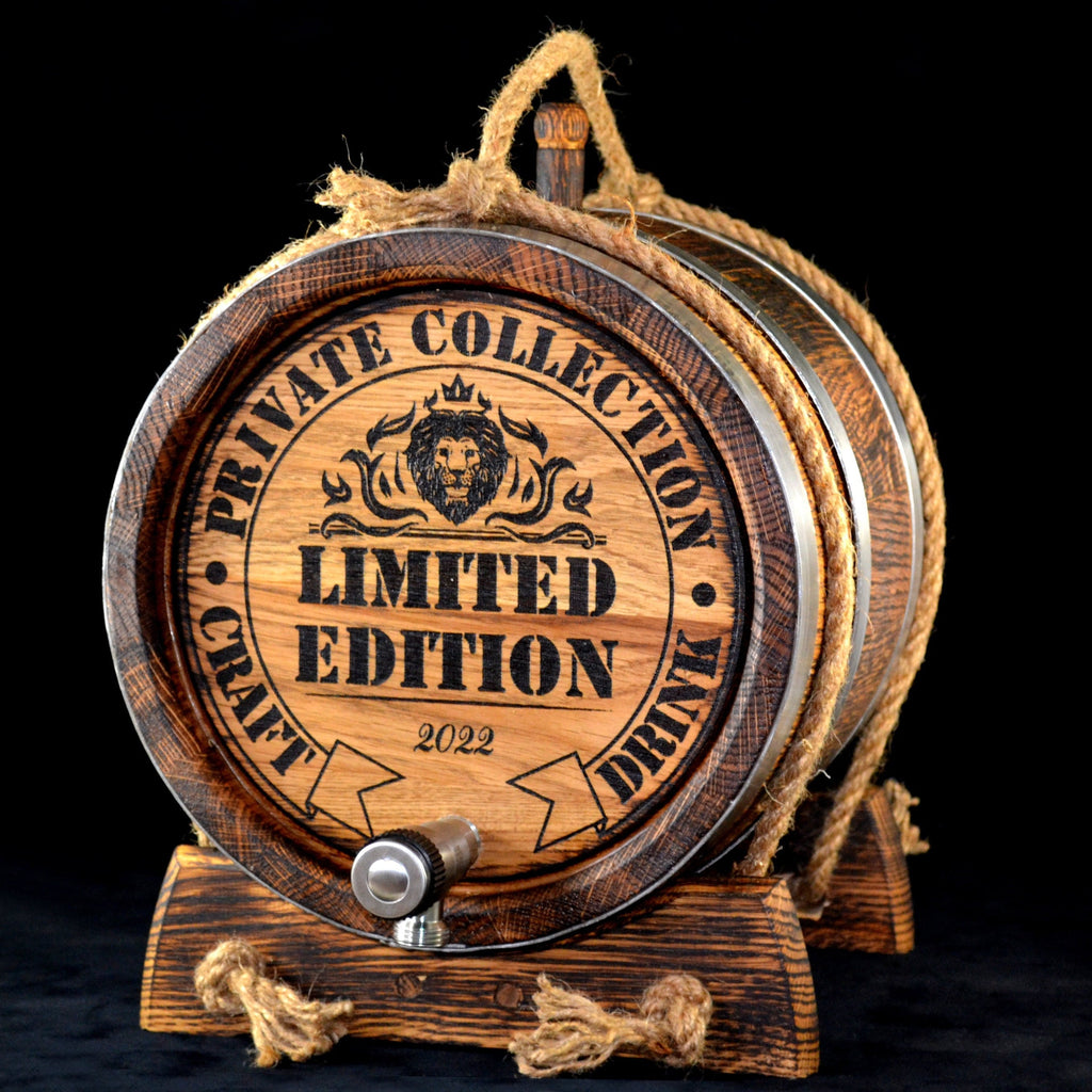 Aging Done Right: Personalized Oak Barrels for Whiskey Brandy, Bourbon 1, 2, 3, 5, 10, 15 Liter Stainless Tap, Oak cask Gift for Men him dad