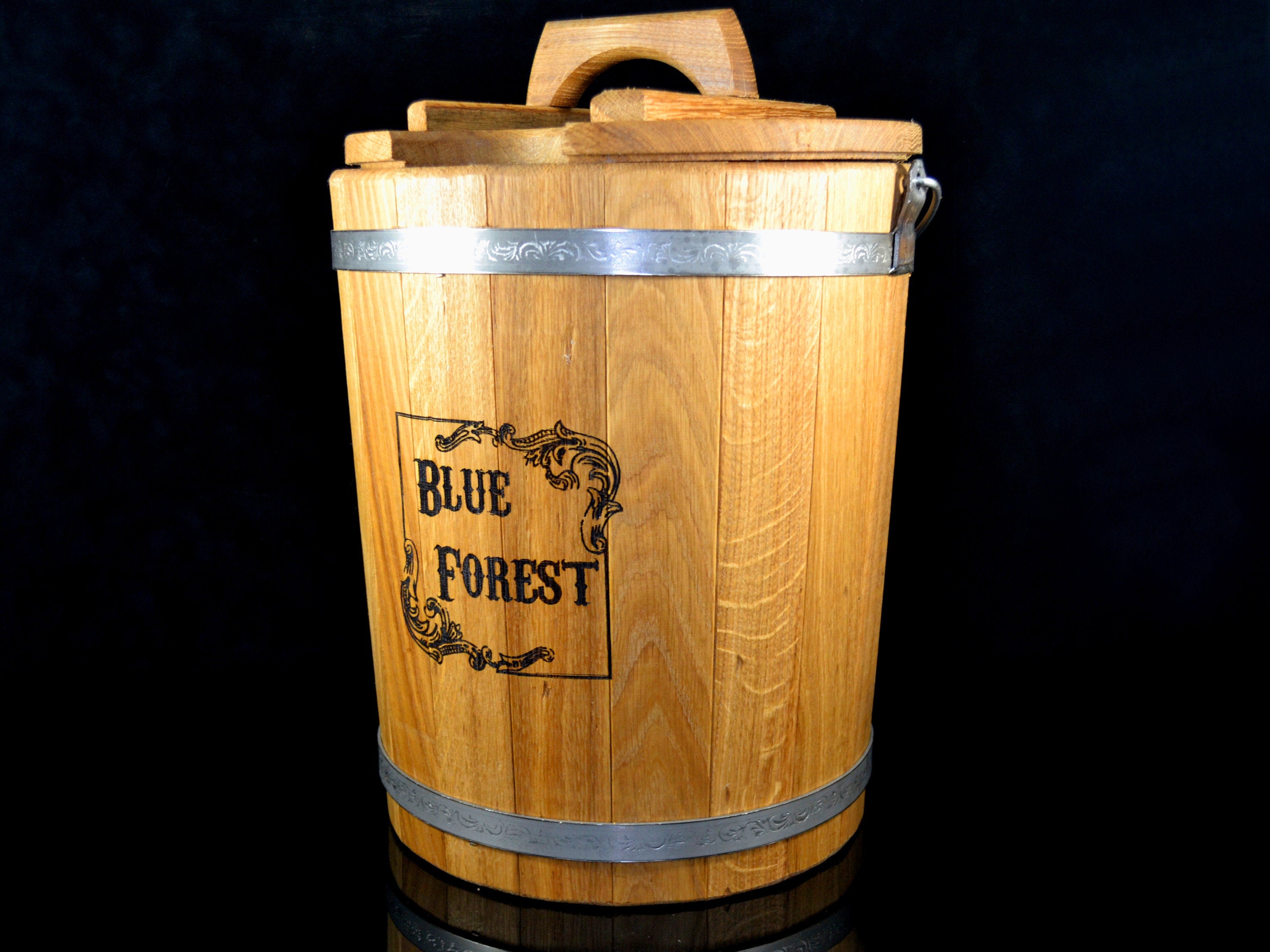 Oak bucket 15 L with ladle , Wooden Steamer bucket Sauna Broom, With Lid, Sauna Accessories, Wooden Sauna Steamer, Wood Bath Bucket