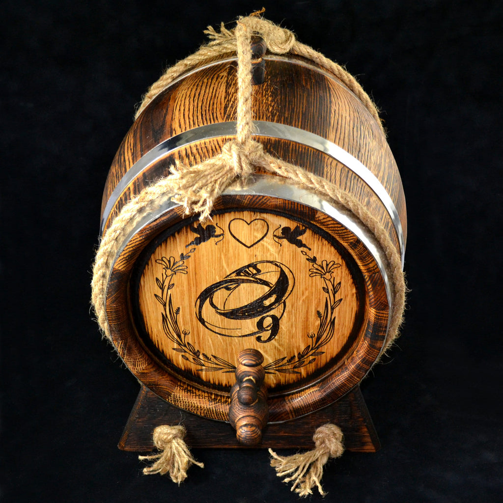 Aging Whiskey Barrel. Gift for Men Rustic Oak 1, 2, 3, 5, 10, 15 Liter Bourbon Rum Scotch him dad Groomsmen Groom Personalized oak cask