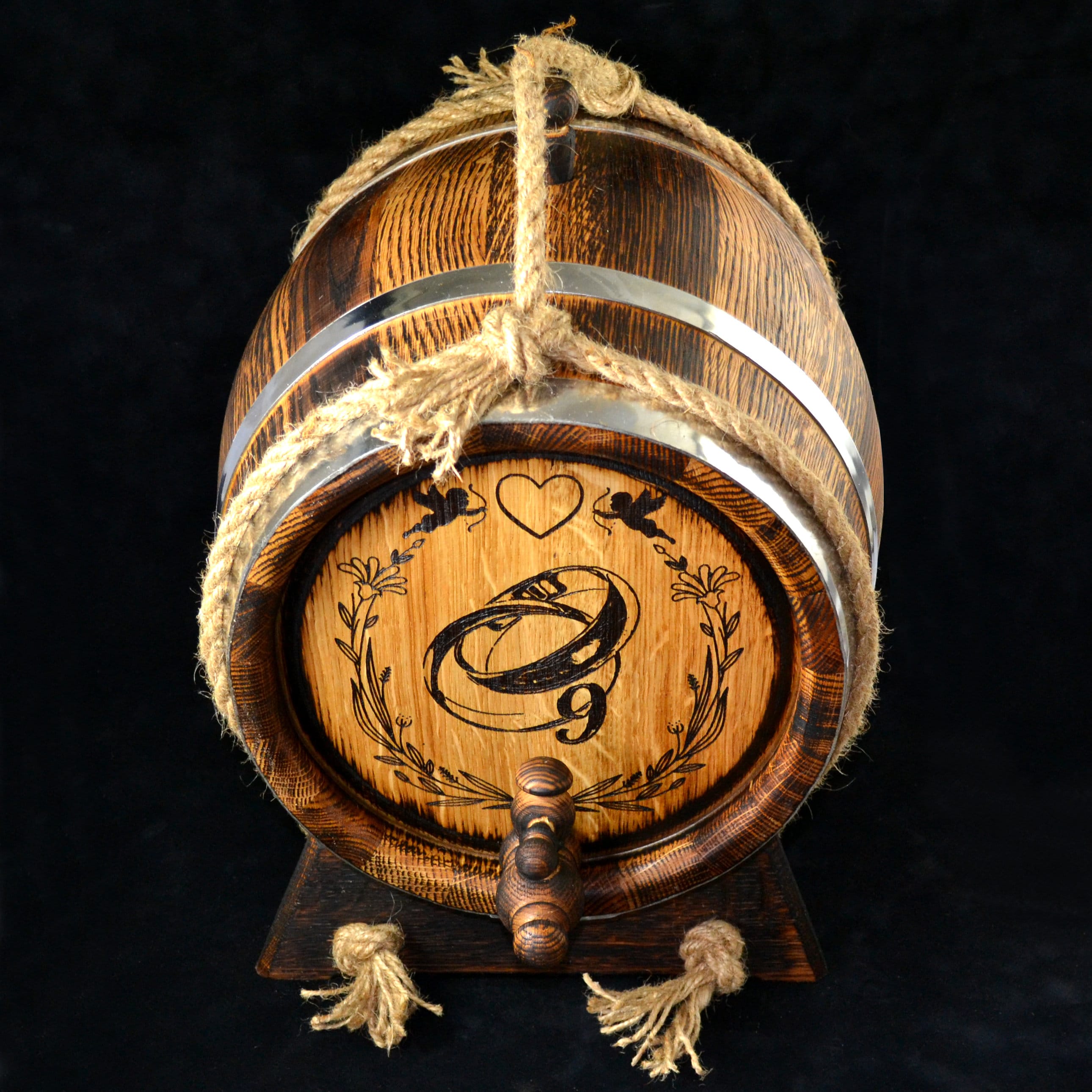 Aging Whiskey Barrel. Gift for Men Rustic Oak 1, 2, 3, 5, 10, 15 Liter Bourbon Rum Scotch him dad Groomsmen Groom Personalized oak cask