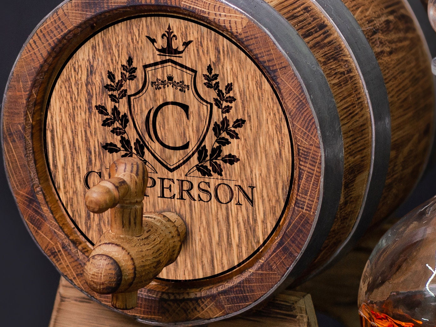 Personalized Oak Whiskey Barrel, 1, 3, 5. 10, 15 Liter Oak Barrel, Aging Rum Bourbon Barrel Gift for Man Scotch Lover oak winemaker barrel