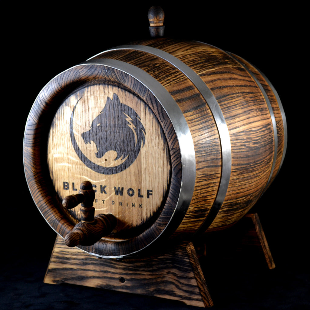 Oak Barrel, 1, 2, 3, 5. 10, 15 Liter Wooden Whiskey, Rum Black Wolf Barrel, Aging Bourbon Barrel Gift for Man Scotch Lover oak winemaker