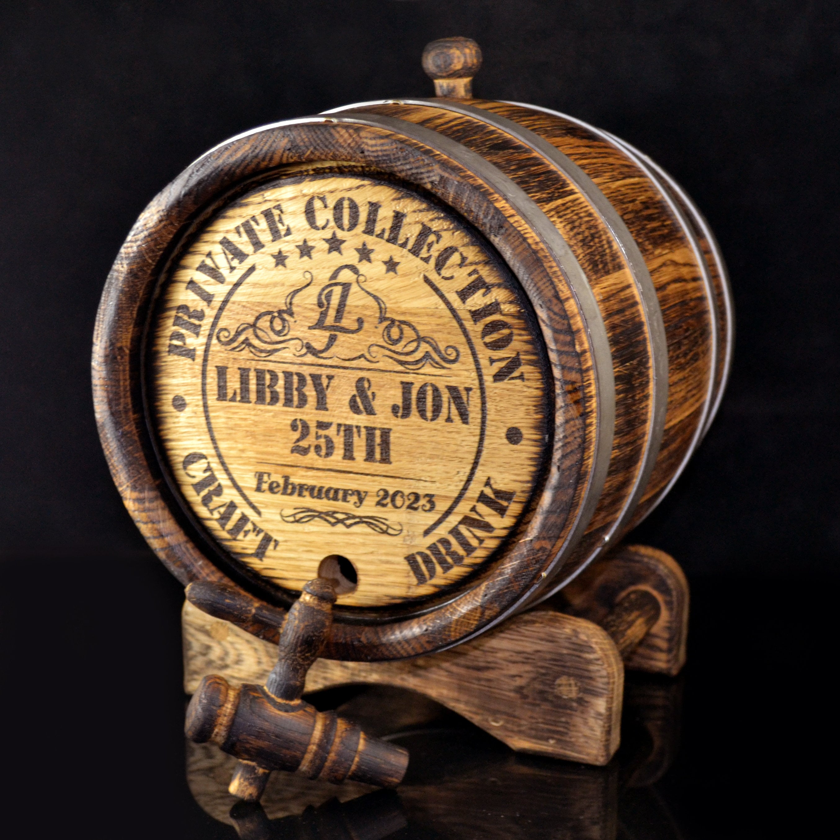 Personalized Oak Barrel 1, 2, 3, 5, 10, 15 15 Liter Craft Your Own Elite Spirits.  Ideal for Whiskey Brandy Bourbon, Calvados, Wine, Beer