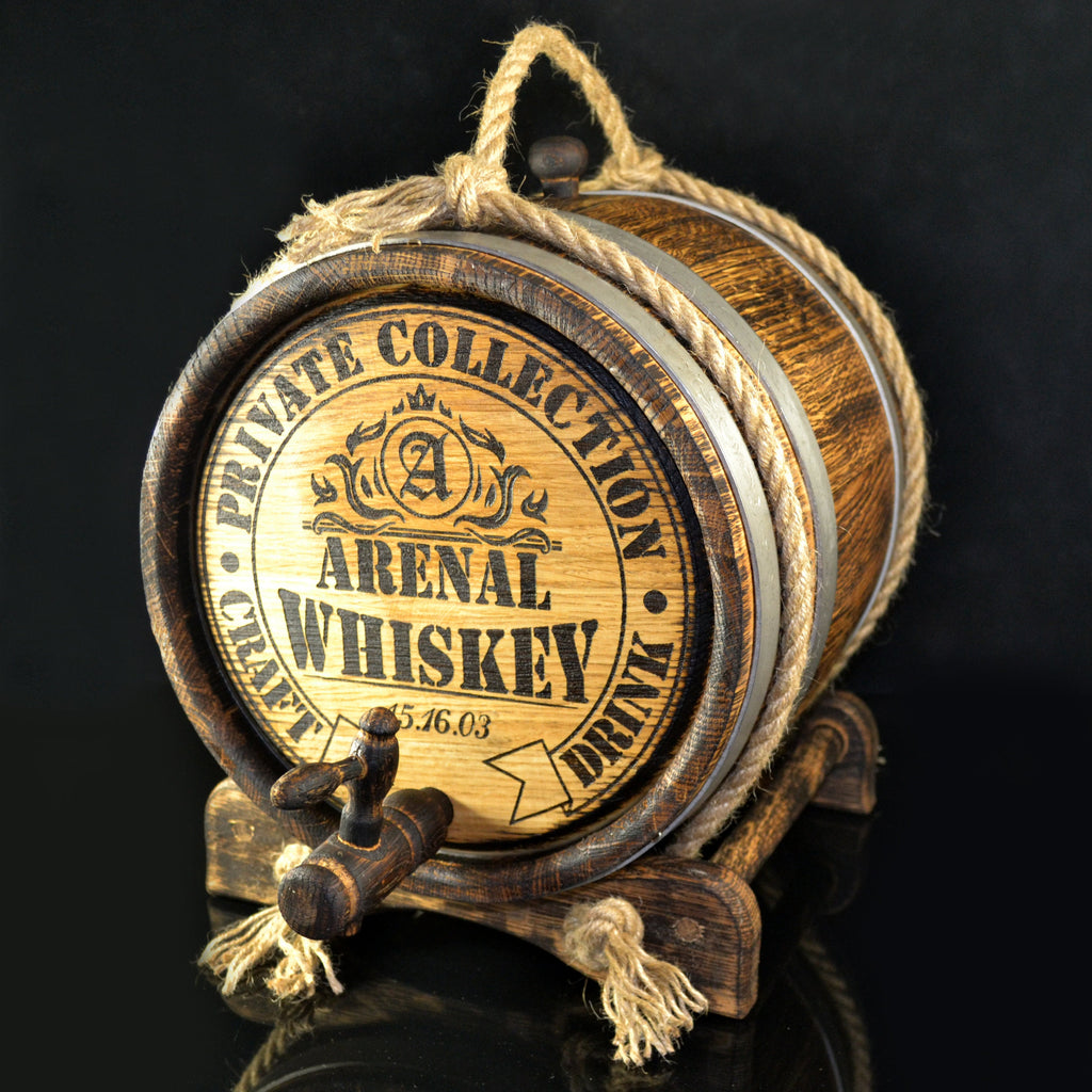 Personalized Oak Barrel 1, 2, 3, 5, 10, 15 15 Liter Craft Your Own Elite Spirits.  Ideal for Whiskey Brandy Bourbon, Calvados, Wine, Beer