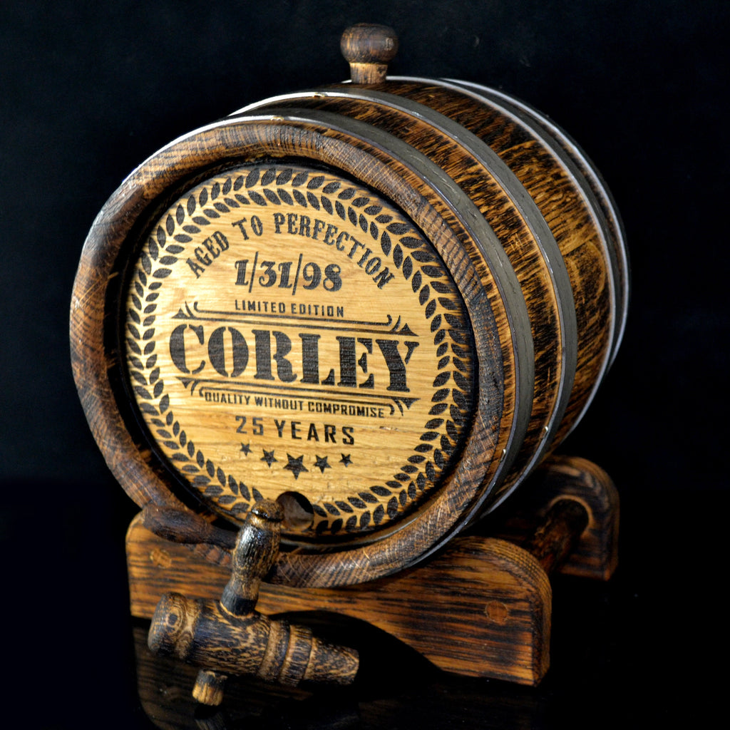 Personalized Oak Barrel 1, 2, 3, 5, 10, 15 15 Liter Craft Your Own Elite Spirits.  Ideal for Whiskey Brandy Bourbon, Calvados, Wine, Beer