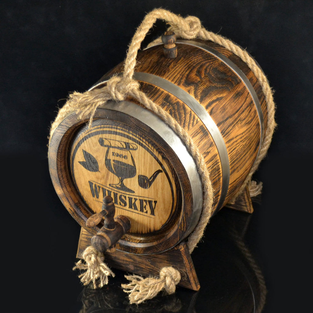 Personalized Oak Barrel 1, 2, 3, 5, 10, 15 Liter, Stainless Tap, Oak cask Aging Bourbon Rum Scotch  Whiskey Gift for Men him dad Groom Gift