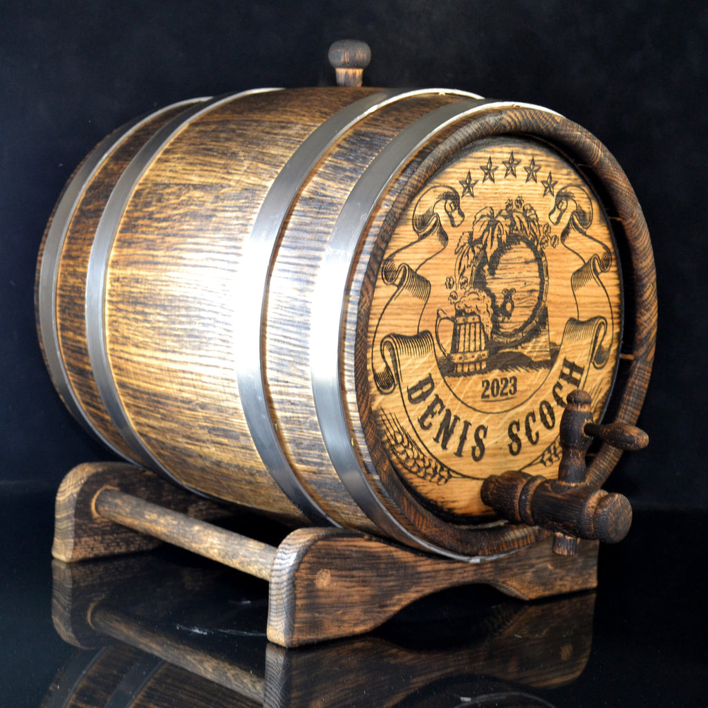 Personalized Oak Barrel 1, 2, 3, 5, 10, 15 Liter Gift for Men Rustic Aging Bourbon Rum Scotch him dad Groomsmen Groom Loft oak cask