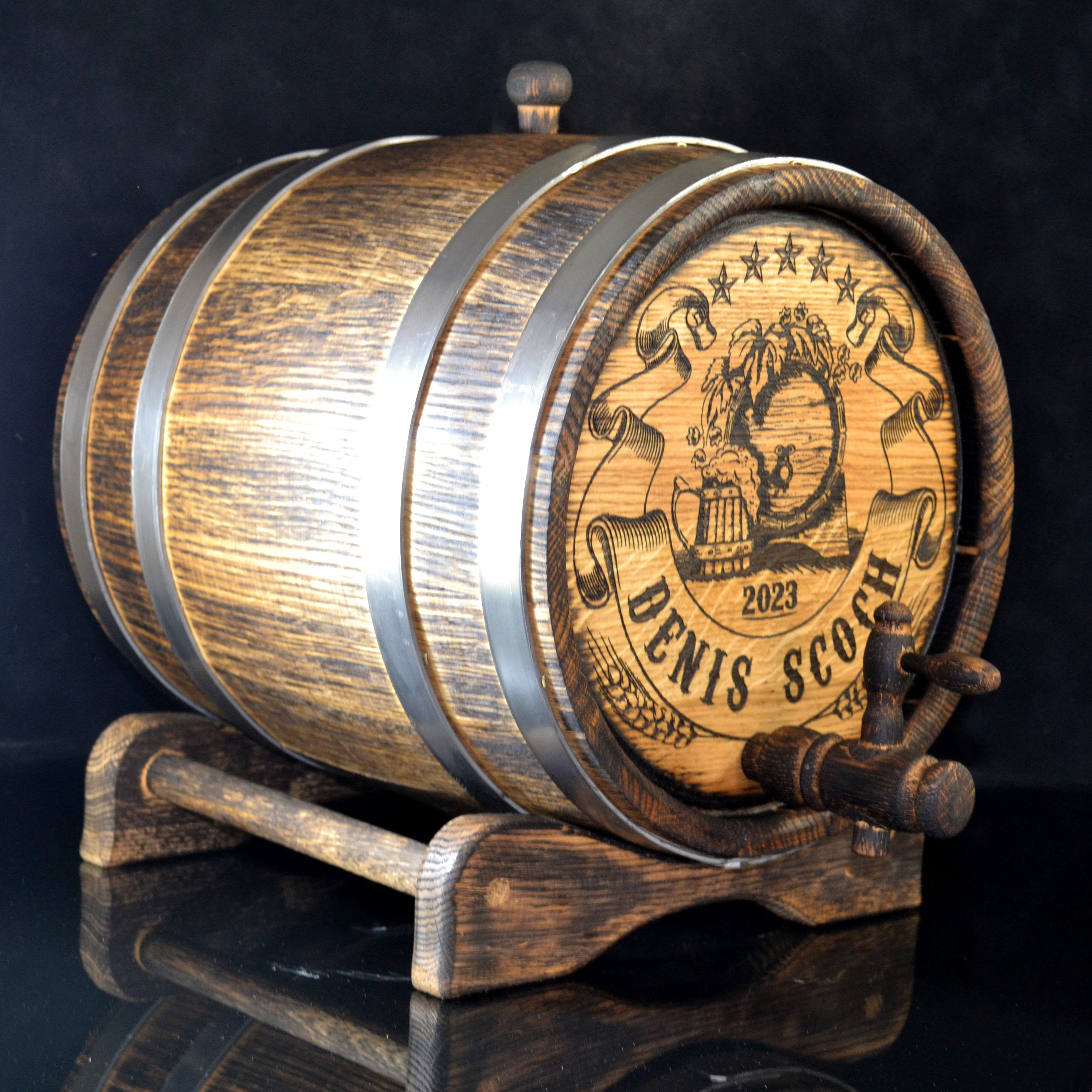 Personalized Oak Barrel 1, 2, 3, 5, 10, 15 Liter Gift for Men Rustic Aging Bourbon Rum Scotch him dad Groomsmen Groom Loft oak cask