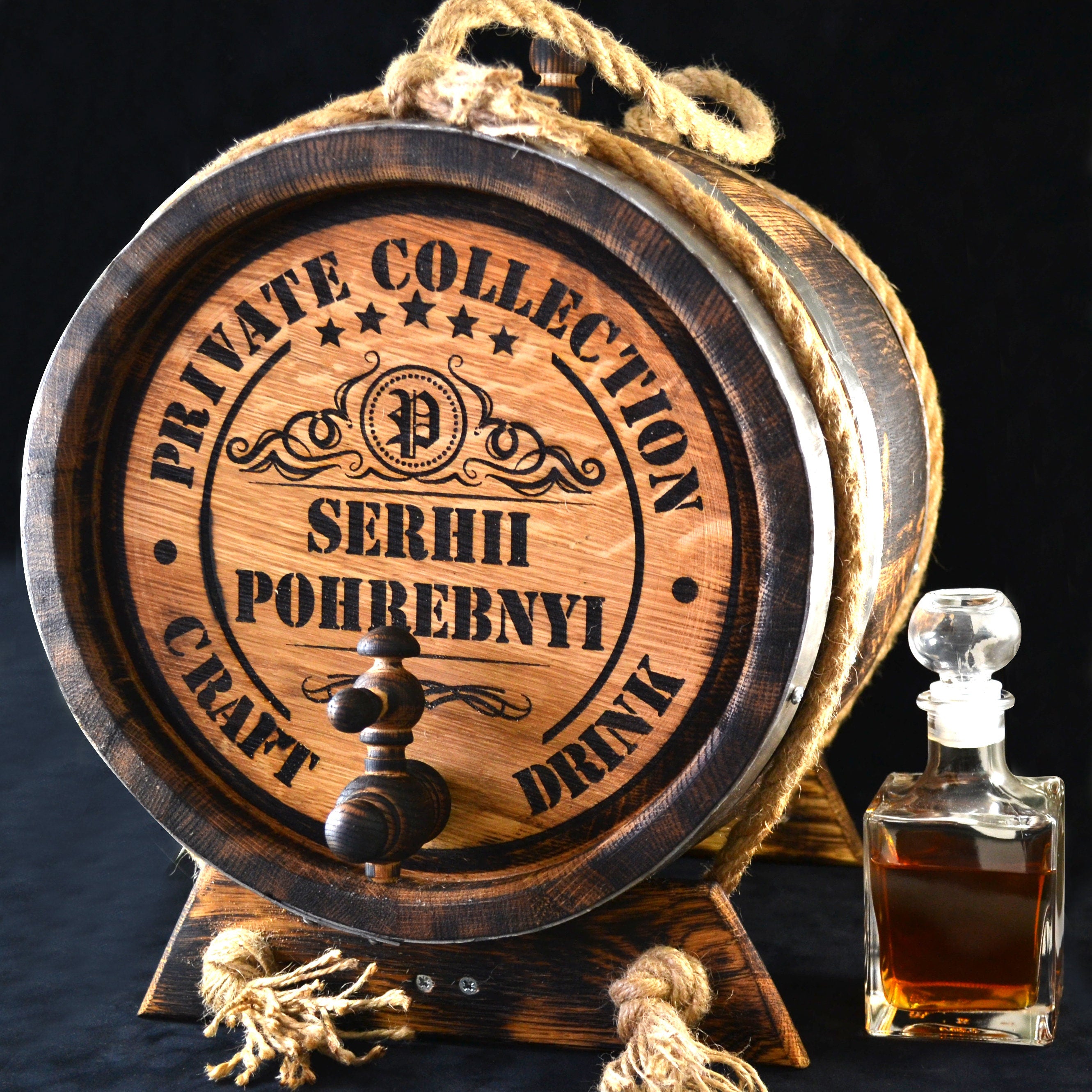 Rustic Oak Barrel 1, 2, 3, 5, 10, 15 Liter Gift for Men Aging Bourbon Rum Scotch Whiskey  him dad Groomsmen Groom Personalized oak cask