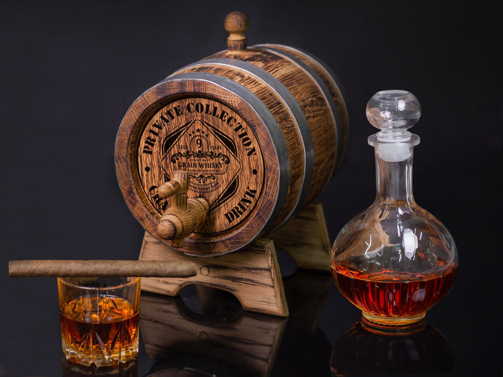 Oak Whiskey Barrel, 1, 3, 5. 10, 15 Liter Oak Barrel, Rum Barrel, Aging Barrel Bourbon Barrel Gift for Man Scotch Lover oak winemaker barrel