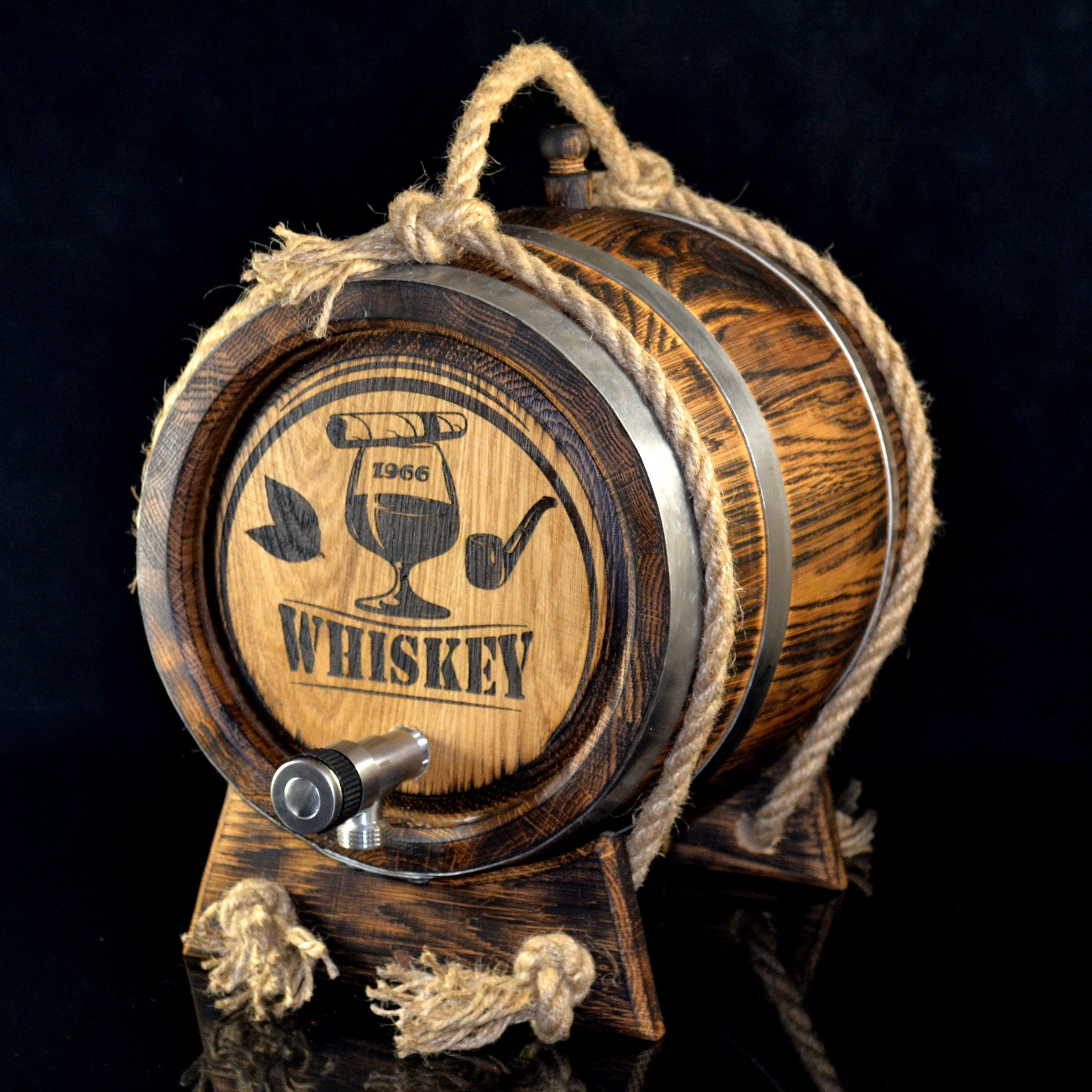 Personalized Oak Barrel 1, 2, 3, 5, 10, 15 Liter, Stainless Tap, Oak cask Aging Bourbon Rum Scotch  Whiskey Gift for Men him dad Groom Gift