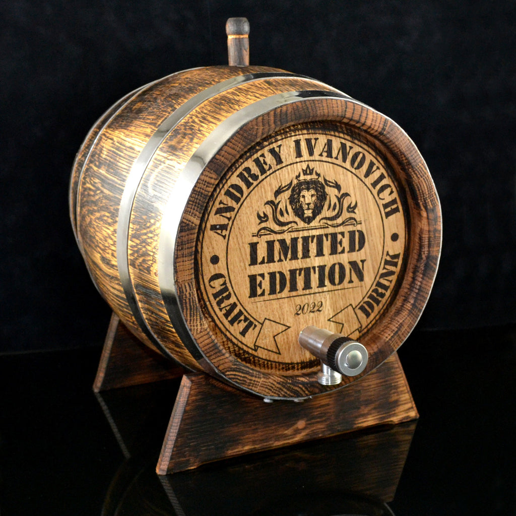 Oak whiskey barrel, wood barrels, 1, 2, 3, 5, 10, 15 Liter, Rum Aging Barrel Bourbon Barrel Gift for Man Scotch Lover oak winemaker barrel