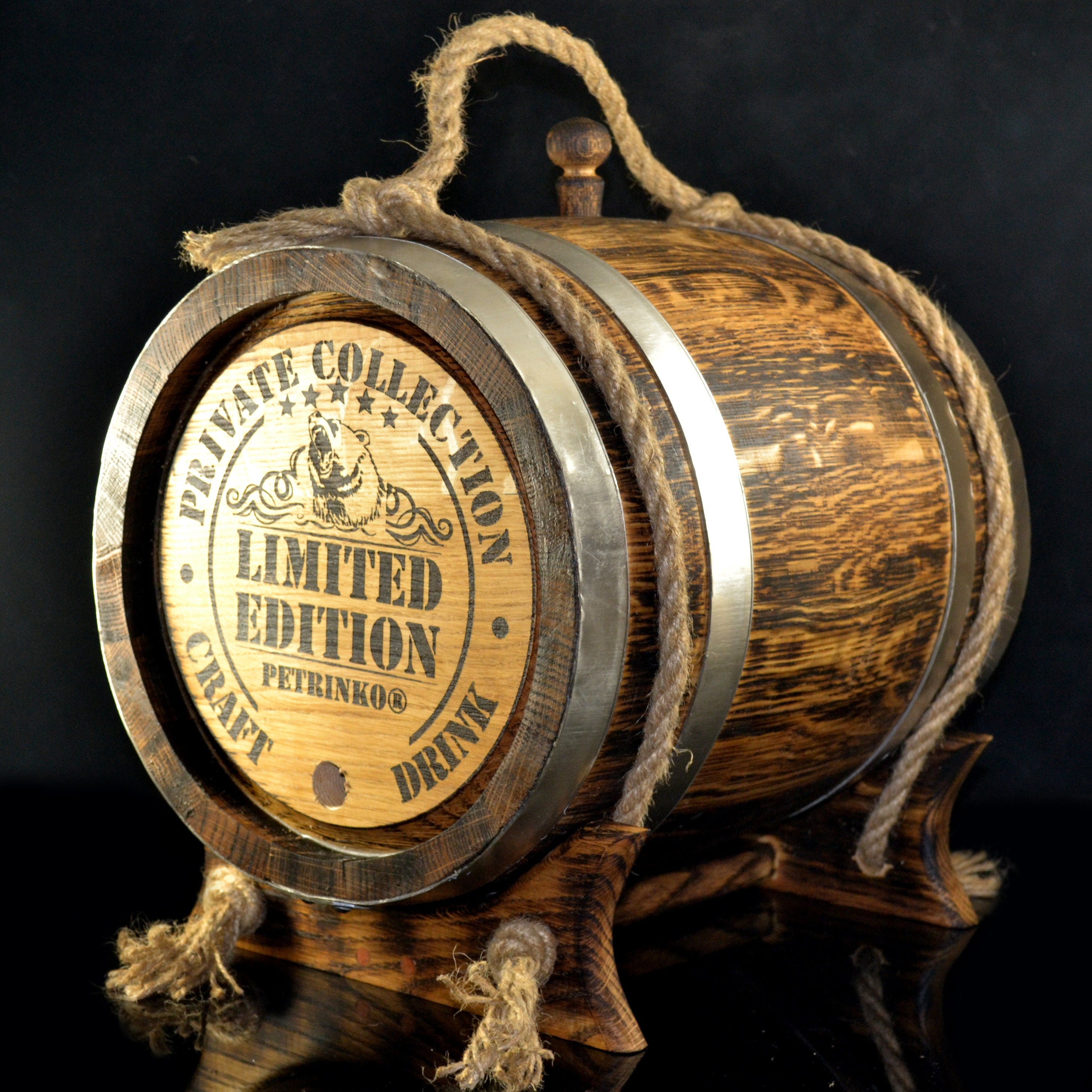 Personalized Oak Barrel 1, 2, 3, 5, 10, 15 15 Liter Craft Your Own Elite Spirits.  Ideal for Whiskey Brandy Bourbon, Calvados, Wine, Beer