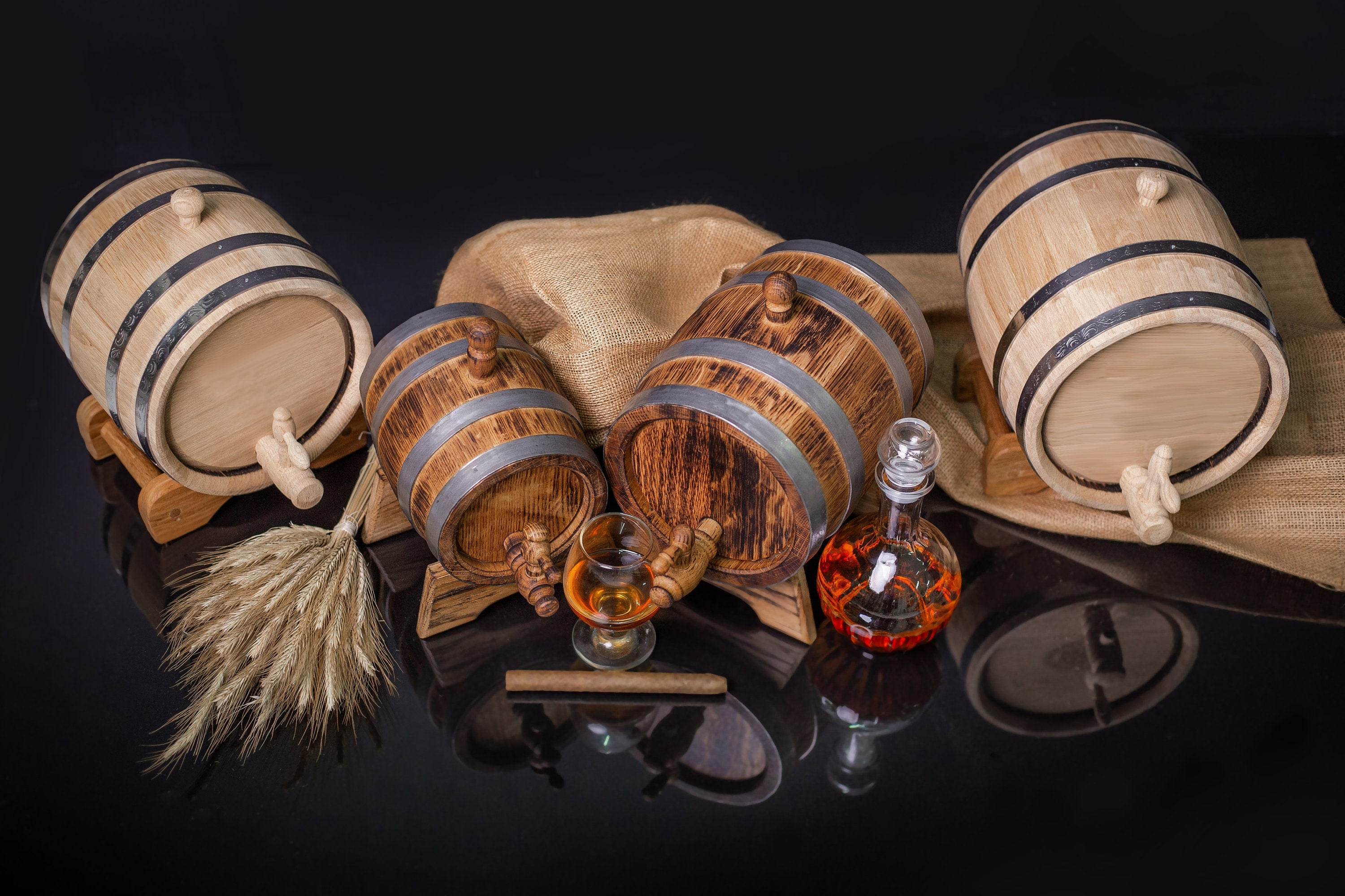 Personalized oak Whiskey Barrel, Oak cask 1, 2, 3, 5. 10, 15 Liter, Aging Rum Scotch Gift Men him dad Groomsmen Groom Gift