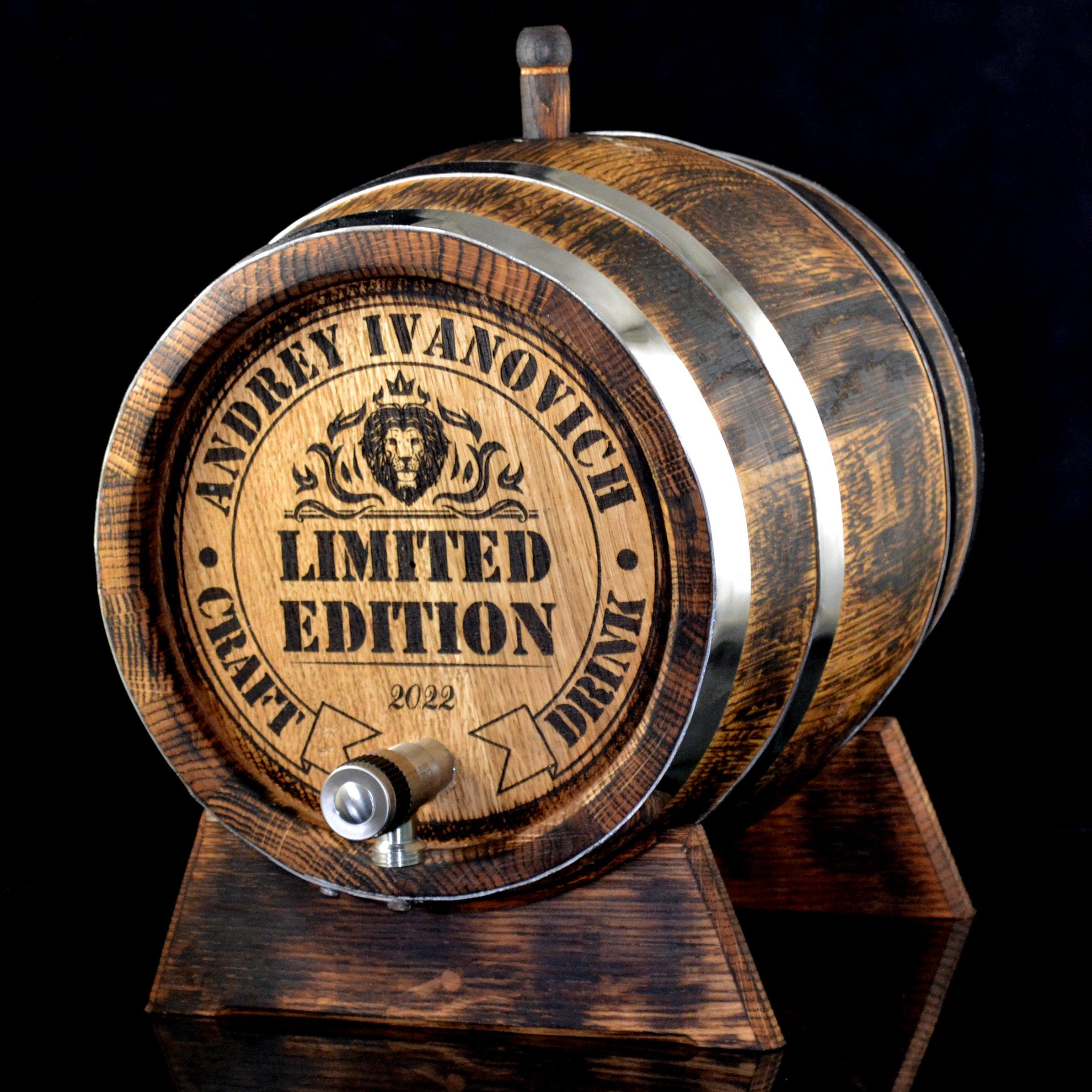 Oak whiskey barrel, wood barrels, 1, 2, 3, 5, 10, 15 Liter, Rum Aging Barrel Bourbon Barrel Gift for Man Scotch Lover oak winemaker barrel