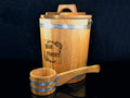 Oak bucket 15 L with ladle , Wooden Steamer bucket Sauna Broom, With Lid, Sauna Accessories, Wooden Sauna Steamer, Wood Bath Bucket