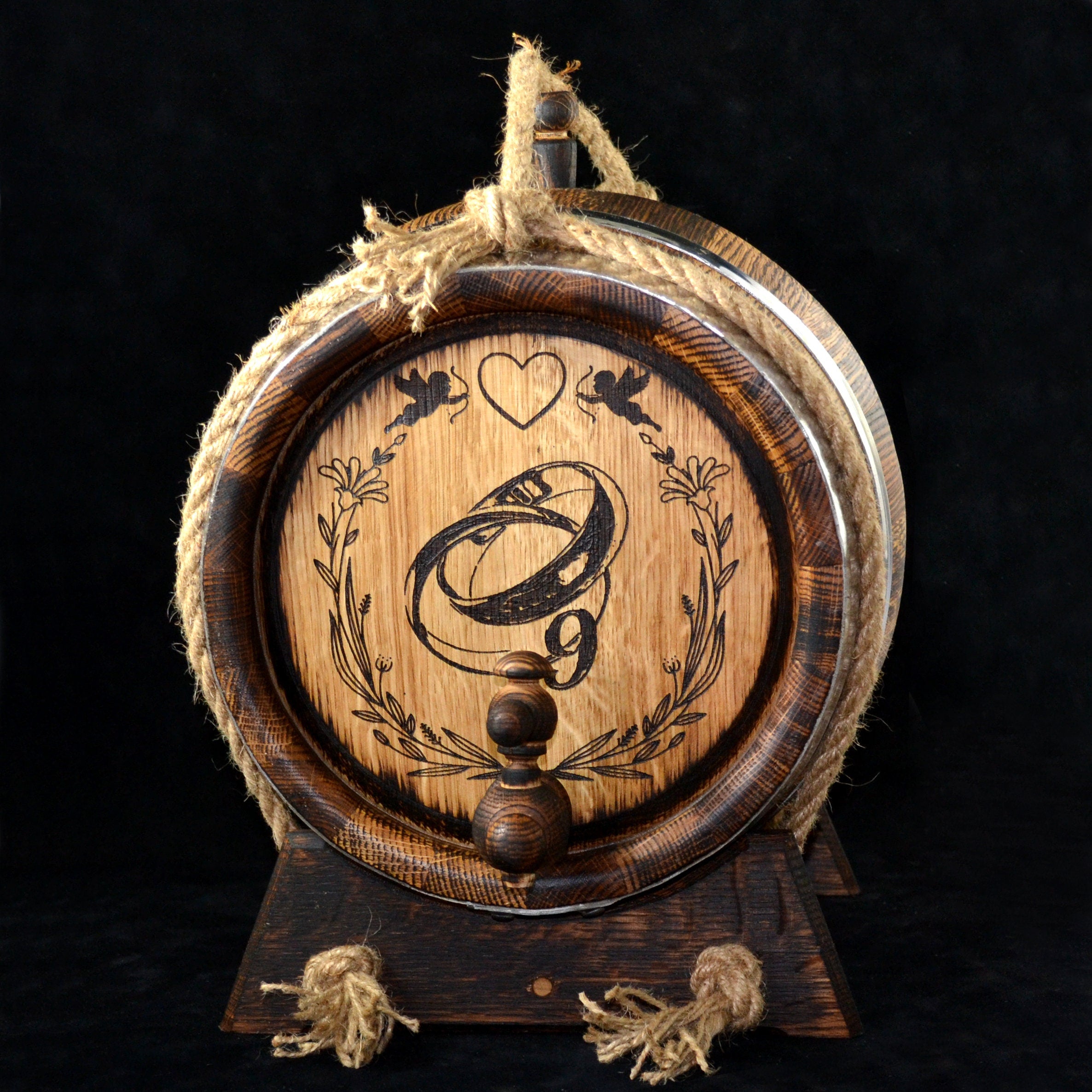 Aging Whiskey Barrel. Gift for Men Rustic Oak 1, 2, 3, 5, 10, 15 Liter Bourbon Rum Scotch him dad Groomsmen Groom Personalized oak cask